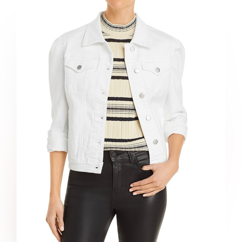 Aqua Puff Sleeve Denim Jacket in White
